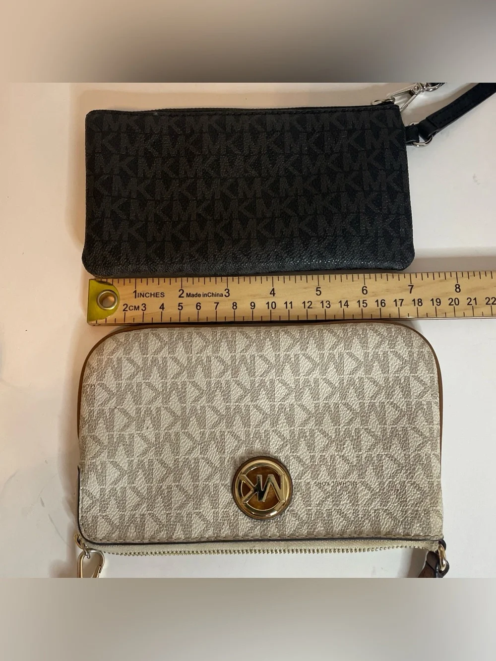 Michael Kors Neutral and Black Signature Wristlet Set of 2